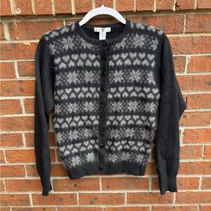 Vintage Y2K 90s Rampage Black Heart Cardigan Sweater Size Medium Angora Rabbit